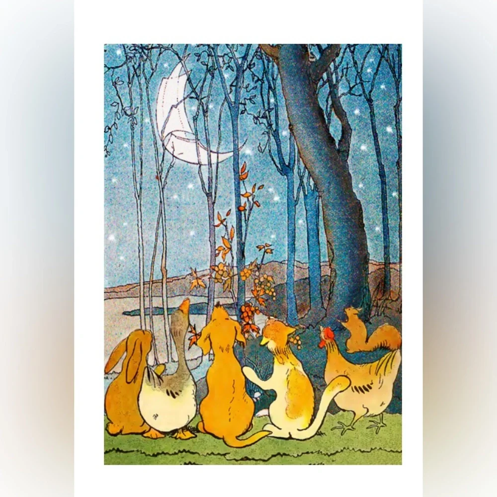 2 New Madame Treacle Greeting Cards Butterflies and Dogs Moon Gazing Vintage